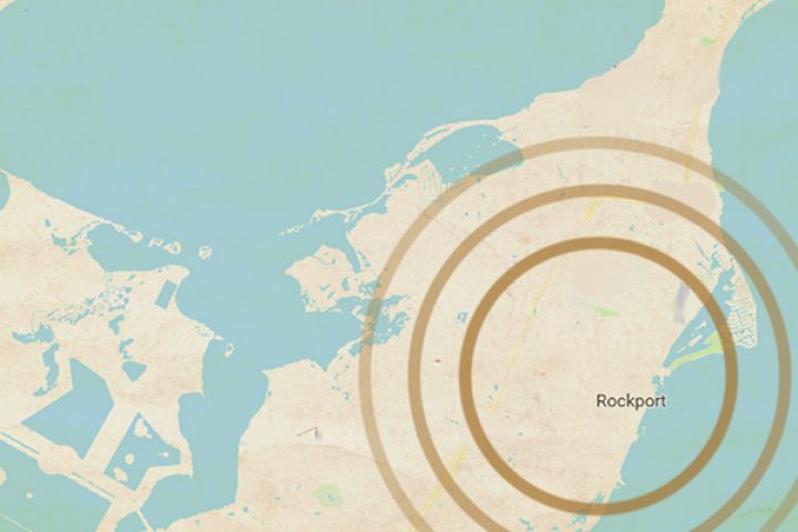 Vintage map location of Rockport Texas