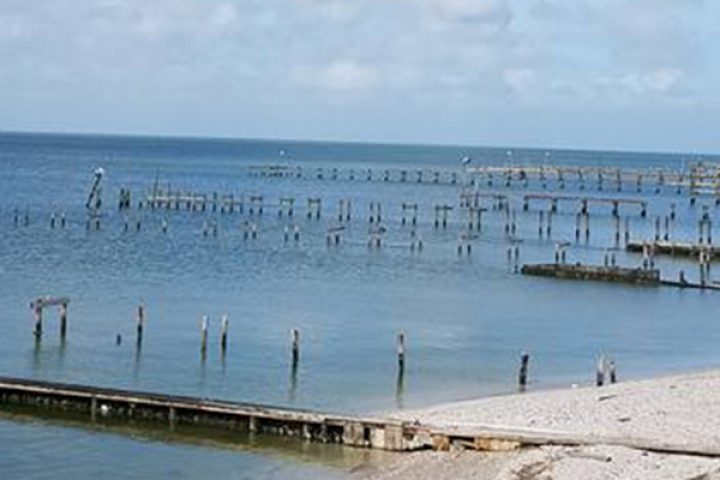 Piers have been ripped apart by the storm