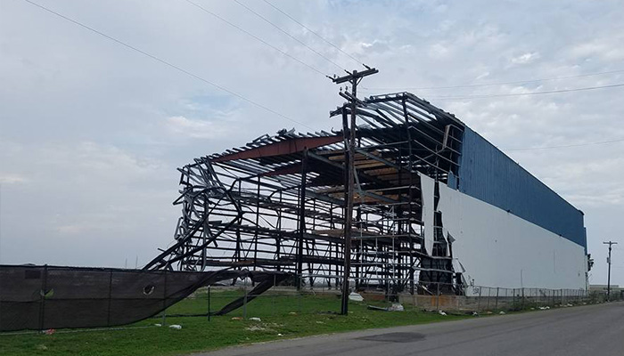 Building destroyed by the storm